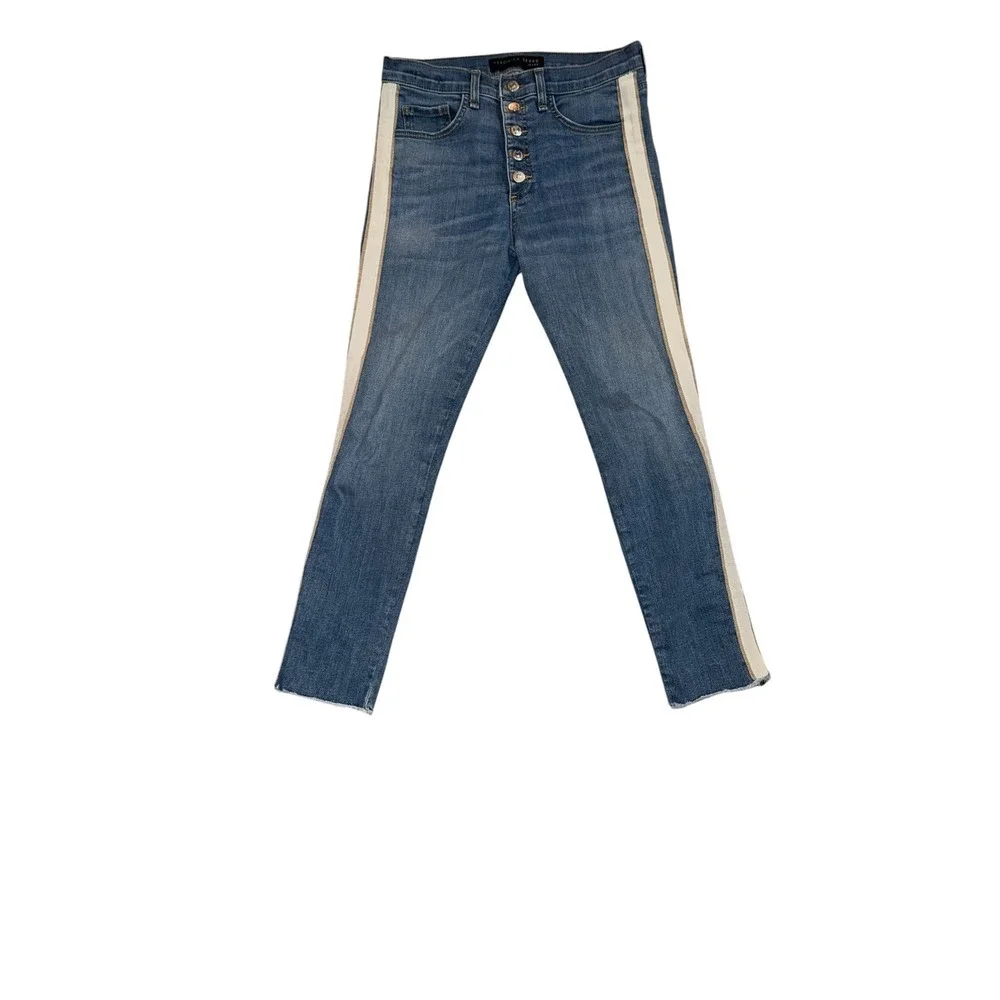 Veronica Beard Carly Kick Flare Jeans Sz 28 Tuxedo Stripe Designer Luxury - Picture 2 of 10